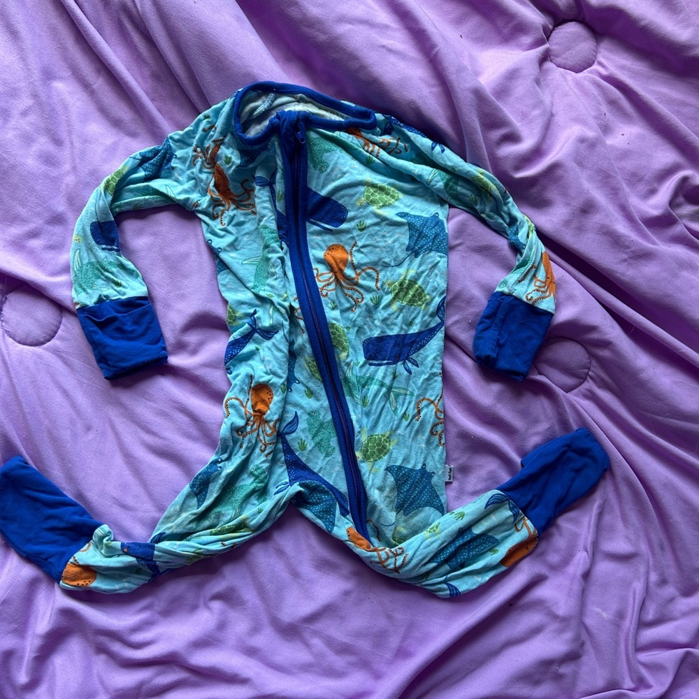 Little sleepies 3-6 month blue zip up sleeper